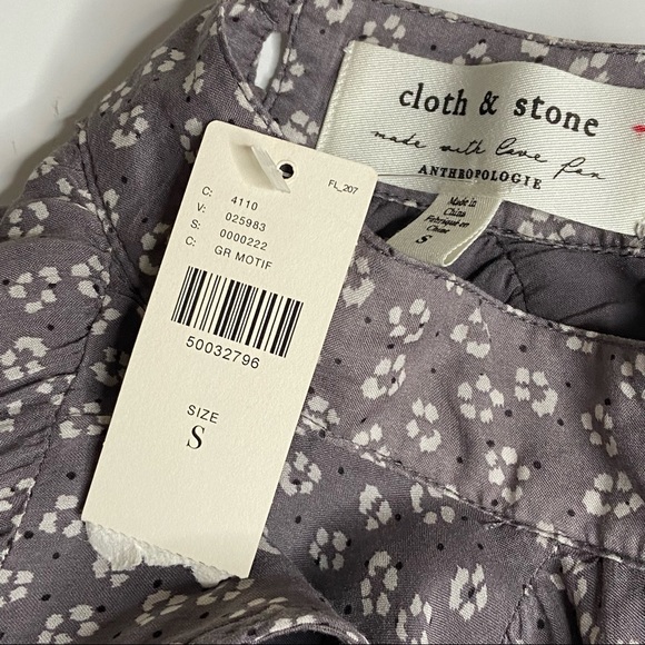 NWT Anthropologie Cloth and Stone Liane Floral Blouse Gray Motif Sz S - Picture 9 of 14